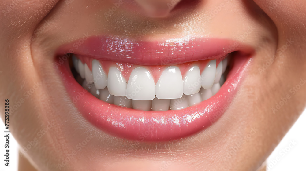 Close-up of young woman with healthy white teeth, isolated on white Close-up of young woman with healthy white teeth, isolated on white