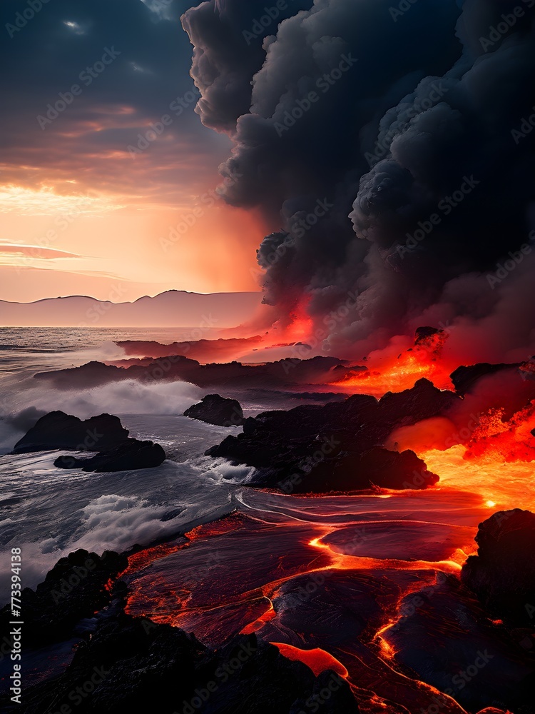 magma flow meeting ocean