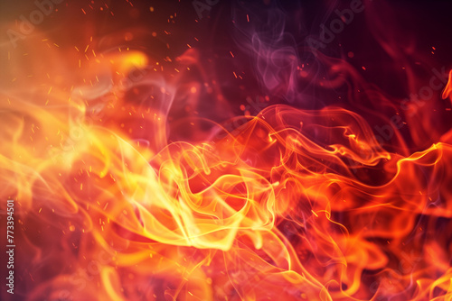 Vivid red and orange flames on a dark background.