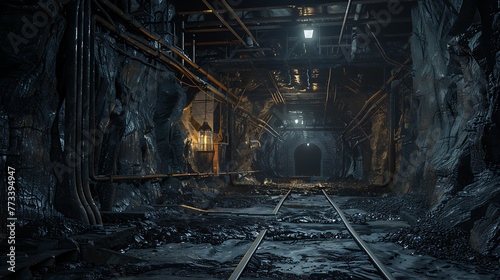 Interior of an old abandoned coal mine. 