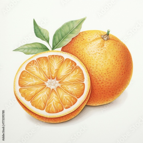 hand drawn watercolor pastel drawing orange