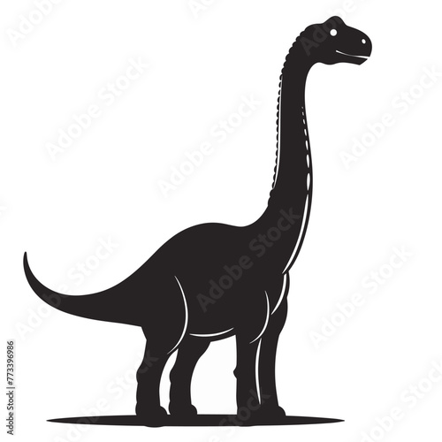 Tyrannosaurus dinosaur black silhouette on white background. Vector illustration.