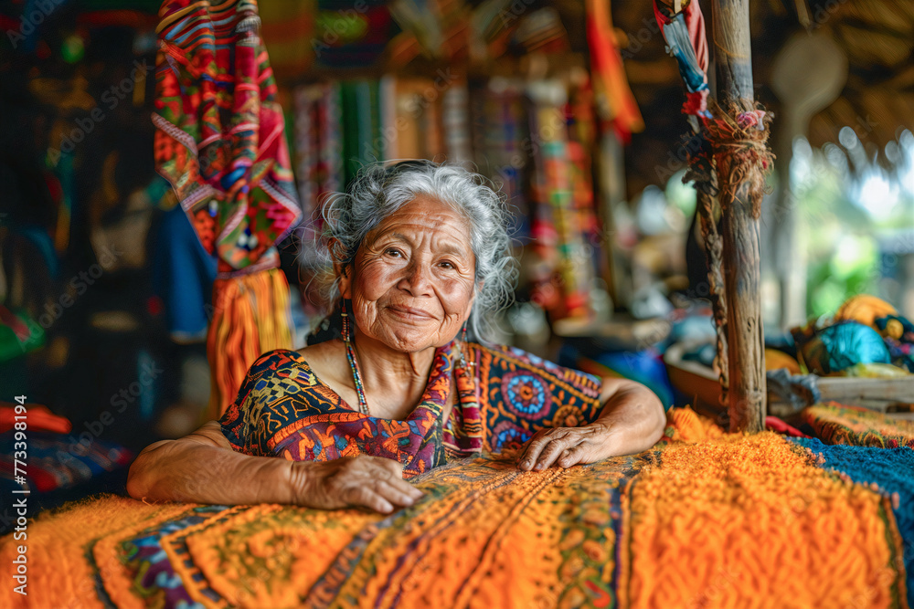 Hispanic Elderly Artisan in Traditional Attire