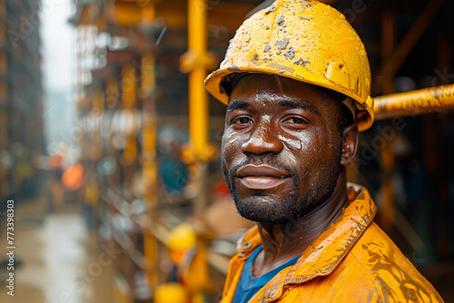 Portrait of a Black Worker with Safety Helmet