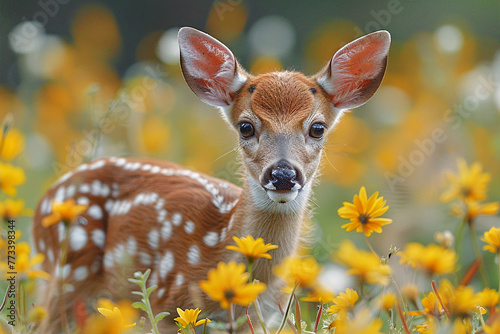 Deer Amidst Spring Flowers © Andrés Martínez