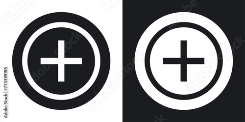 Positive Action and Plus Icons. Additional Functionality and Enhancing Symbols. photo