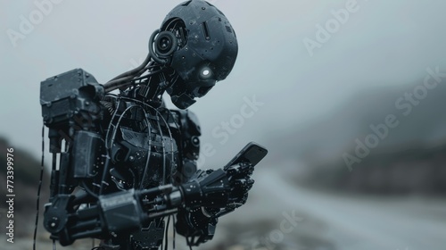 A robot using a mobile phone © didar