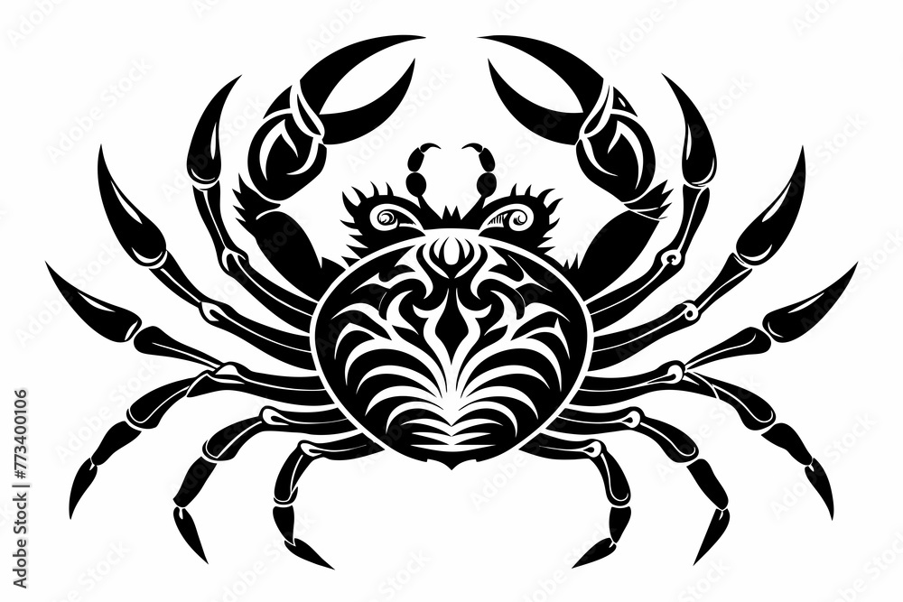 realistic tribal tattoo crab silhouette black vector illustration Stock ...
