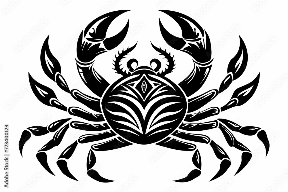realistic tribal tattoo crab silhouette black vector illustration Stock ...