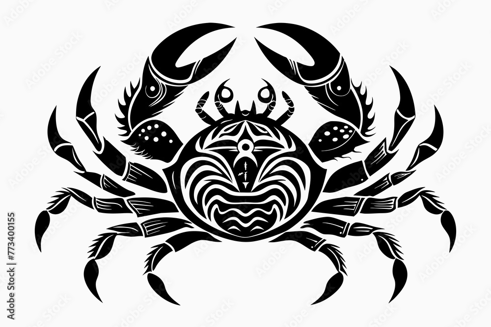realistic tribal tattoo crab silhouette black vector illustration Stock ...