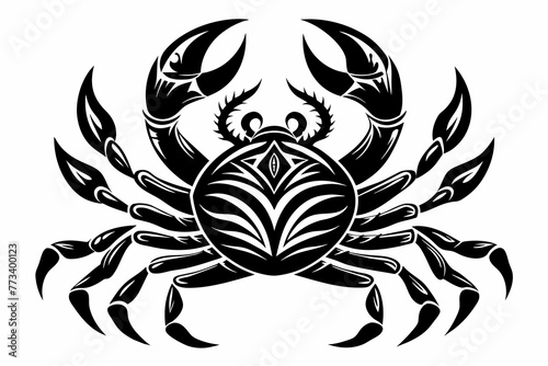 realistic tribal tattoo crab silhouette black vector illustration photo