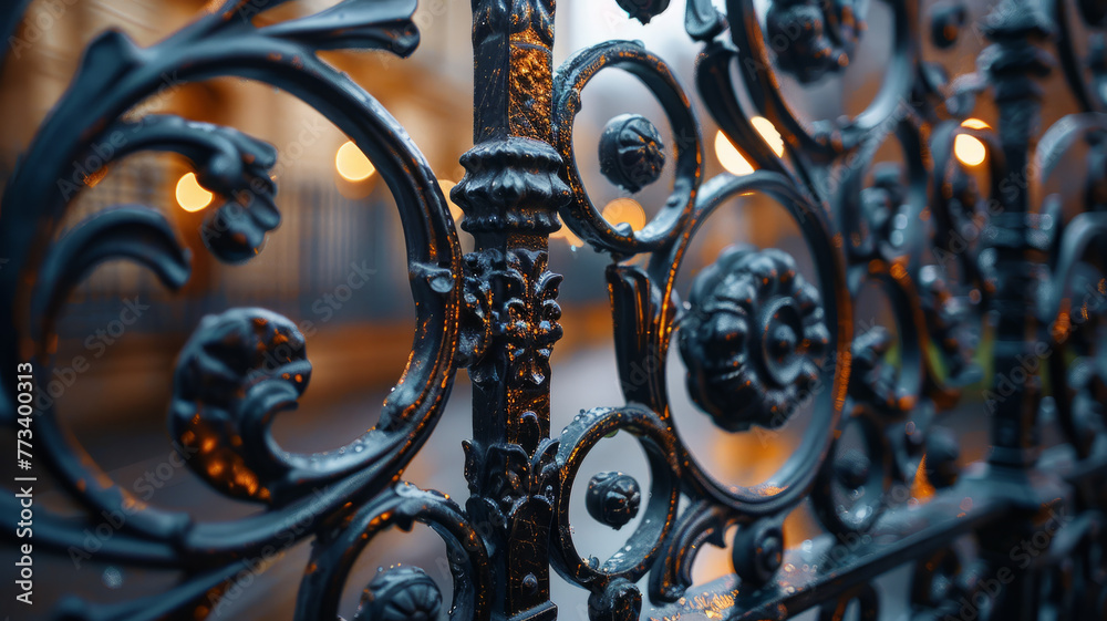 Ornamental iron fence detail