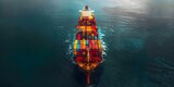Aerial view of a cargo ship at sea loading containers for importexport logistics. Concept Cargo Ship, Aerial View, Import/Export Logistics, Container Loading, Sea Logistics