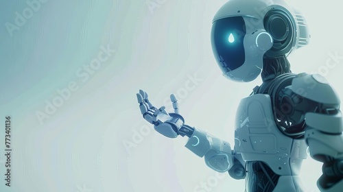 Futuristic AI robot assistant and human interaction concept, advanced technology 3d illustration