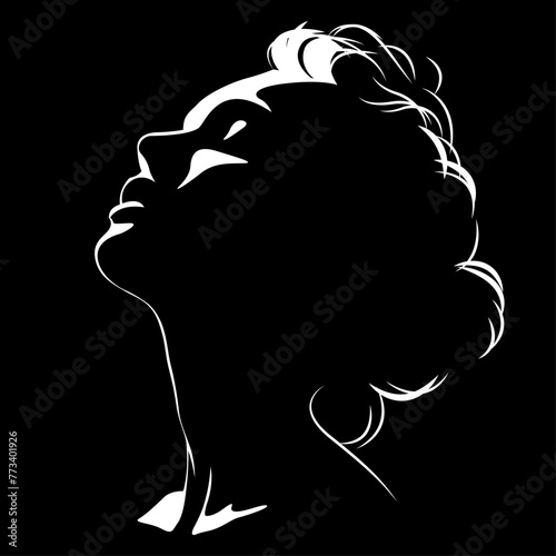 vector black and white illustration of a beautiful female face formed by a shadow. useful for advertising products for women, beauty salons, decorative and care cosmetics, logo, print, poster, design