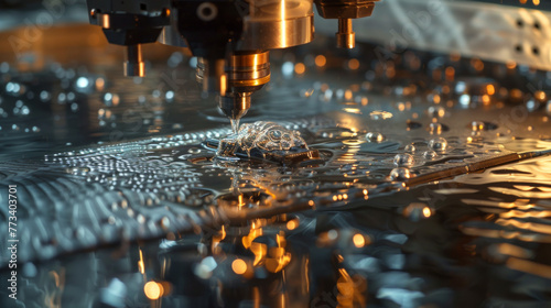 A high-precision water jet cutter that delivers clean cuts with minimal kerf width for a wide range of materials photo