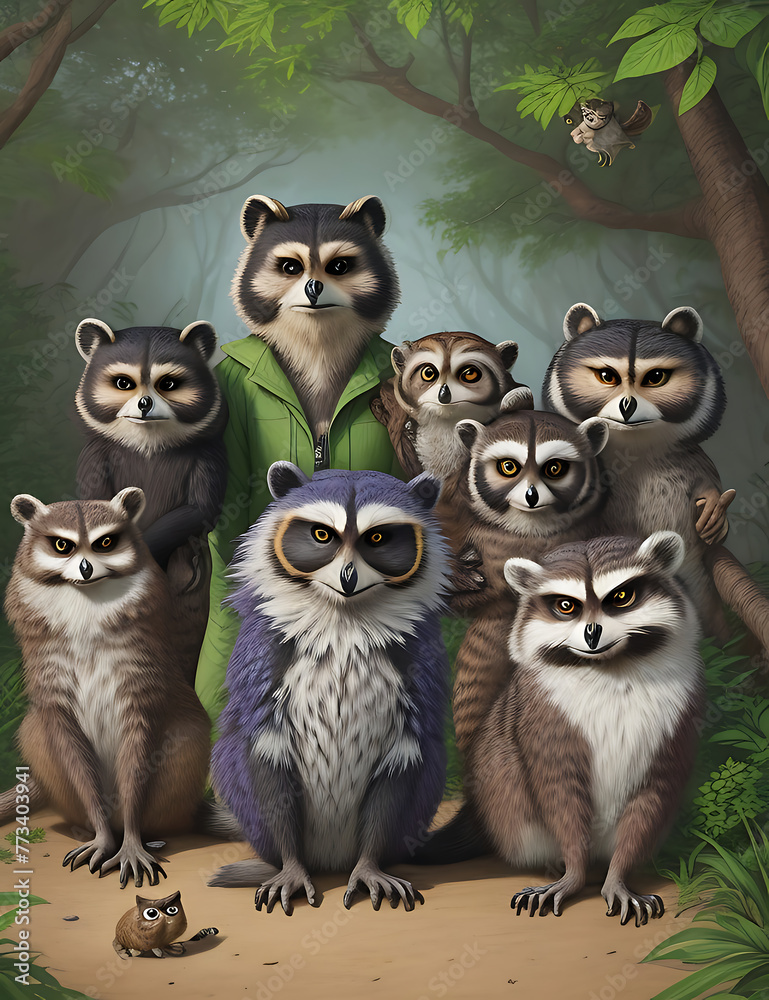group of racoons