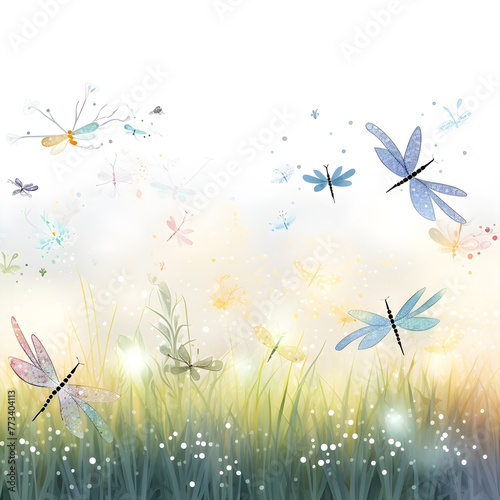 a picture of butterflies flying in the sky with the sun shining through the grass.