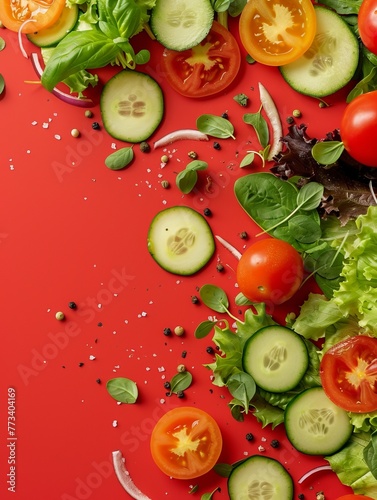 fresh chopped vegetables for salad background. © Yahor Shylau 