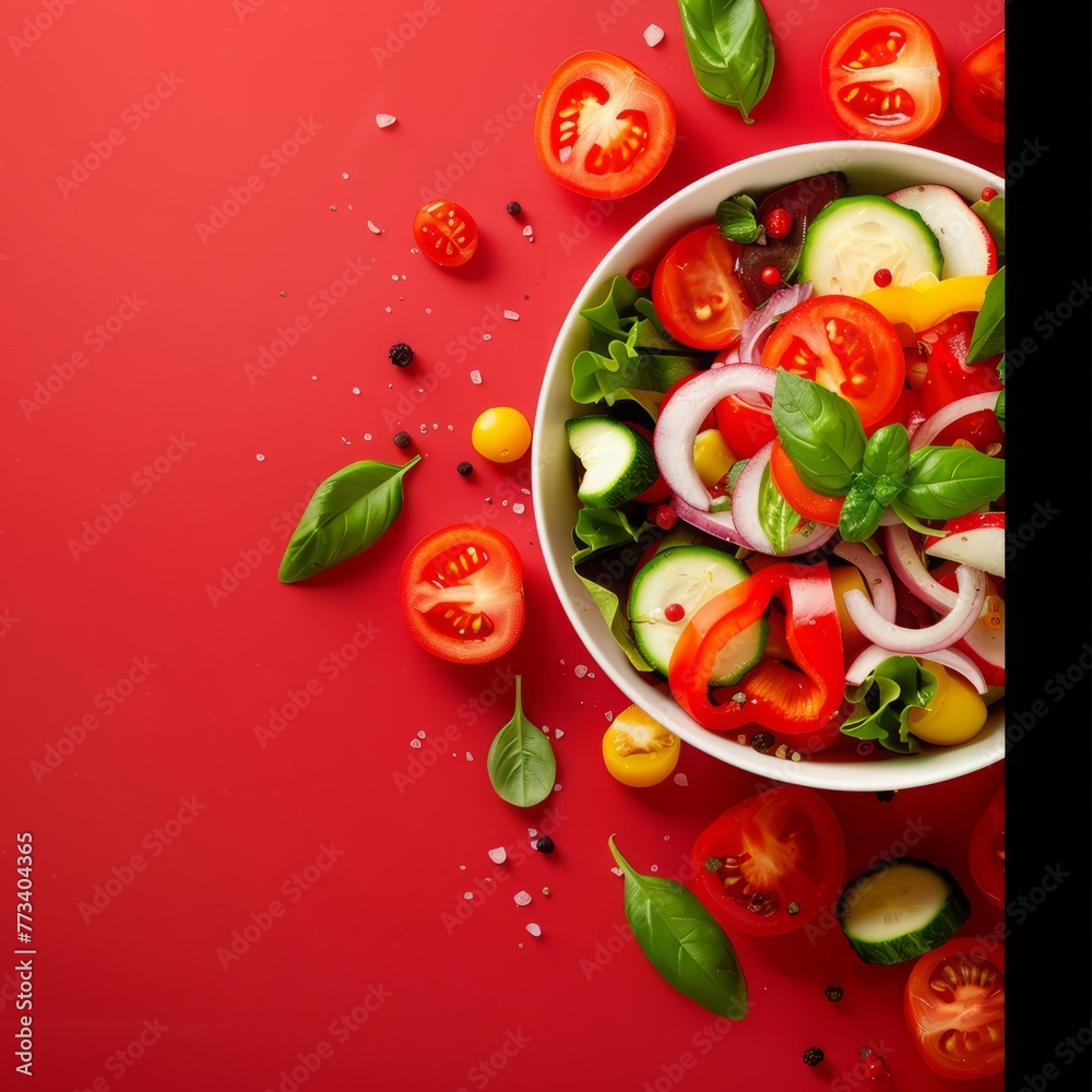 fresh chopped vegetables for salad background.