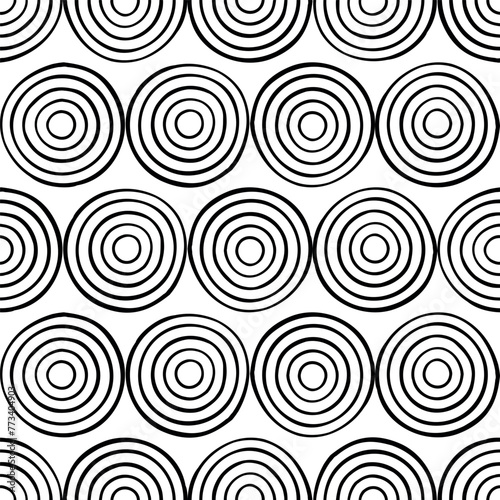 Seamless pattern with black circles
