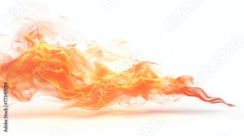 Magic fire light effect isolated on white background, fantasy flame element for graphic design