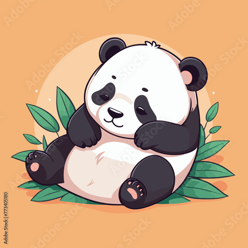 Cute little panda sleeping cartoon illustration vector design