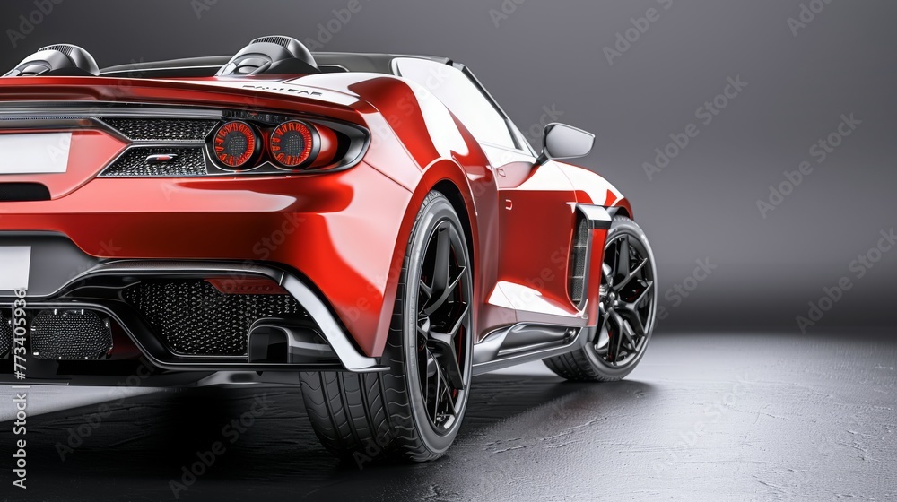 Naklejka premium Rear view of modern fast sports car in studio light.