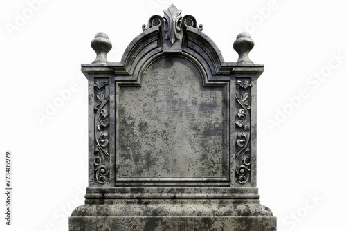 Tombstone Gravestone Isolated on White Background, Memorial Illustration