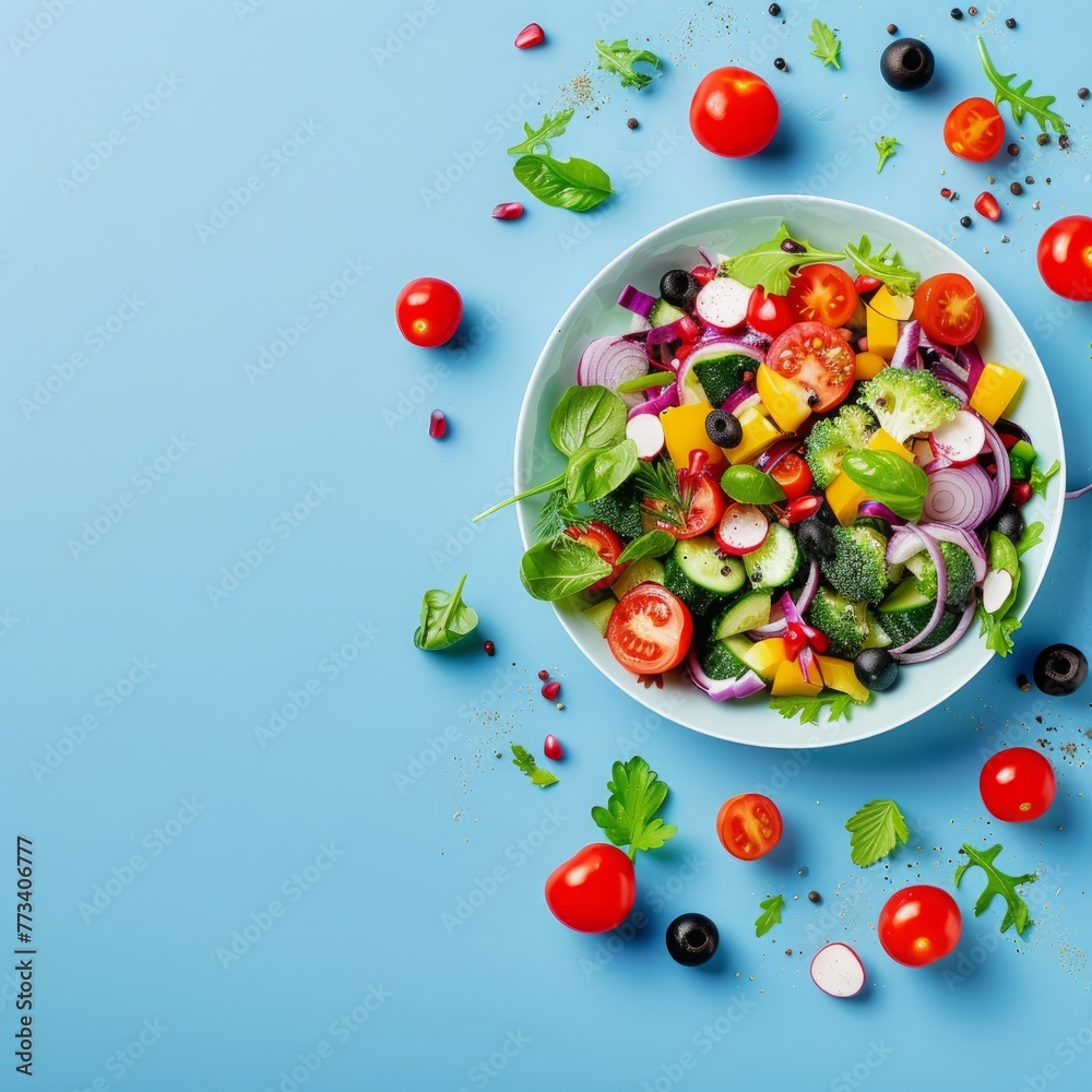 fresh chopped vegetables for salad background.