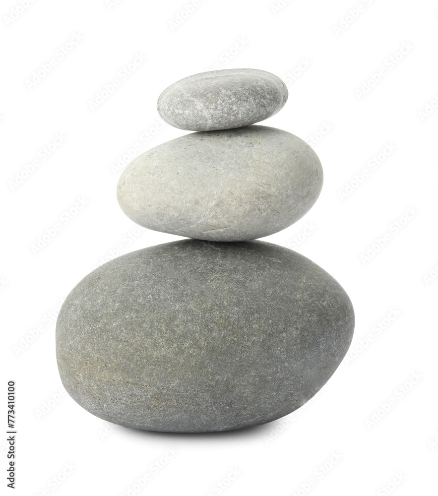 Stack of different stones isolated on white Stack of different stones isolated on white