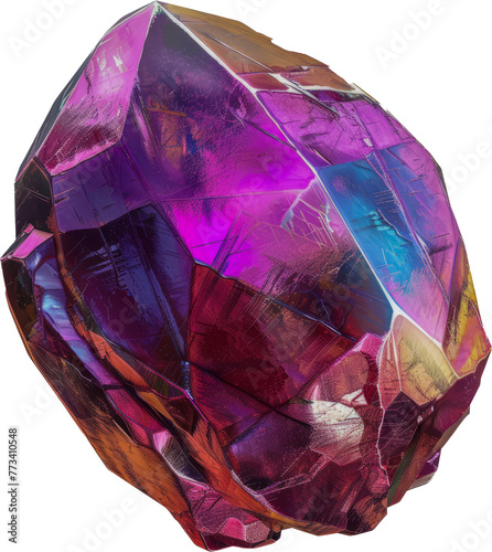 Multicolored Alexandrite crystal gemstone cut out on transparent background photo