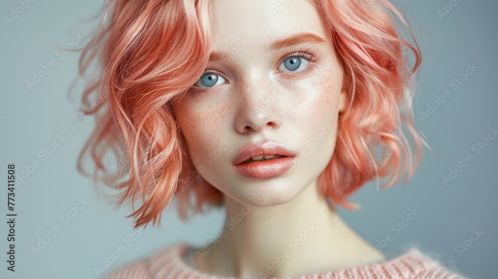 portrait of a woman with pink hair portrait of a woman with pink hair