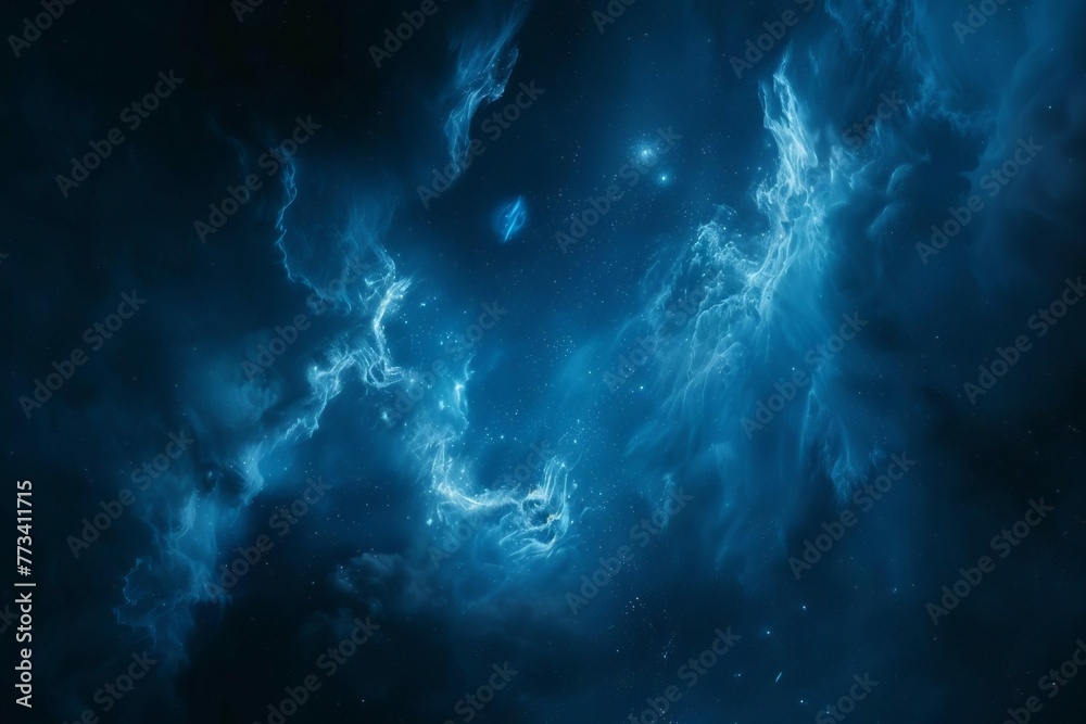Vast blue nebula starry sky, futuristic space technology, sci-fi background wallpaper - obrazy, fototapety, plakaty 