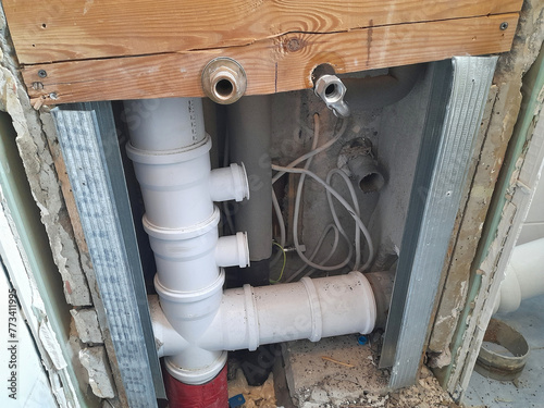 Quadro su tela Baustelle Sanitärschacht Bad