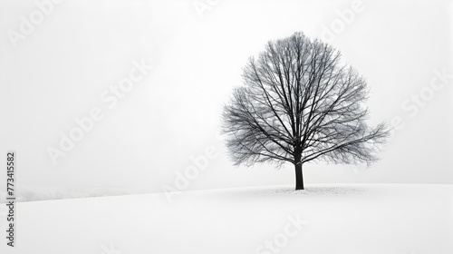 Wallpaper Mural Lone Tree in a Snowy Winter Landscape Torontodigital.ca