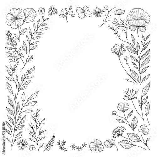 Floral border line art illustration