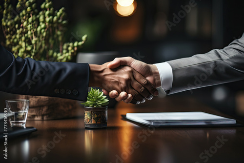The handshake of two people, which means a successful deal and greeting each other.