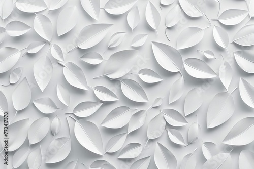 White 3D geometric floral leaf pattern, abstract wall texture background illustration © Lucija