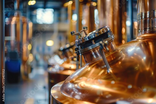Craft Brewery Process  The brewing process in a craft beer brewery. -Brewery bottling machinery at work  excellent for manufacturing and culinary insights..