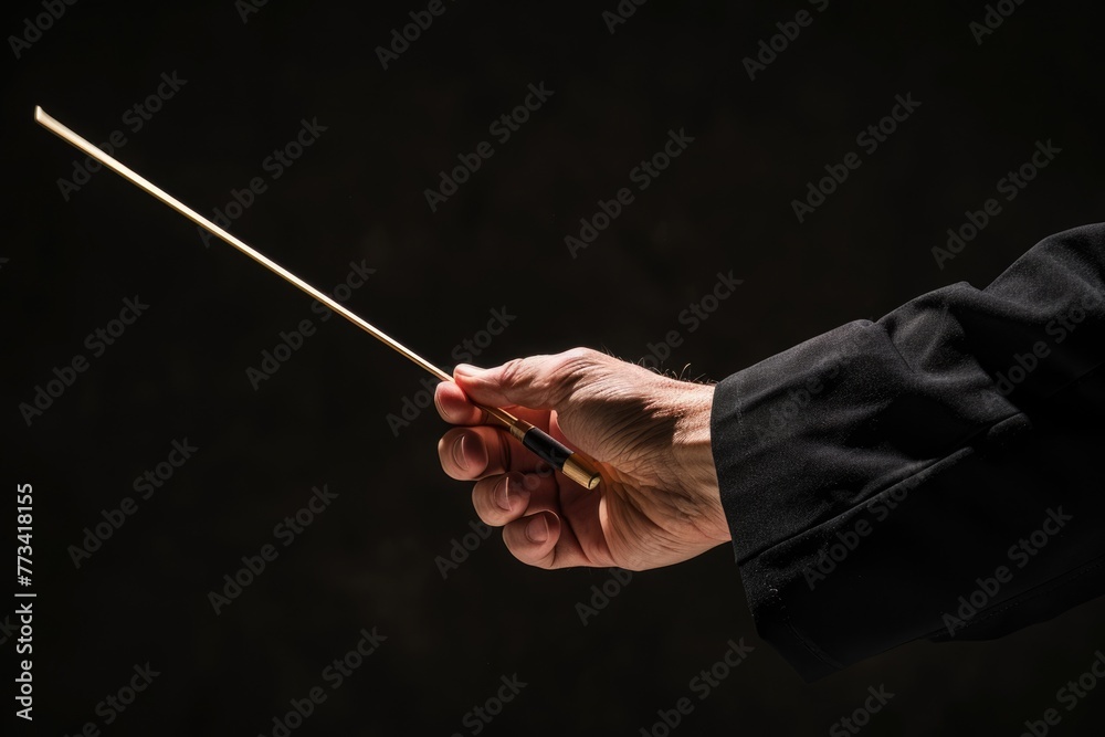 Conductor Music. Symphony Orchestra Conductor Conducting with Baton in Isolated Background