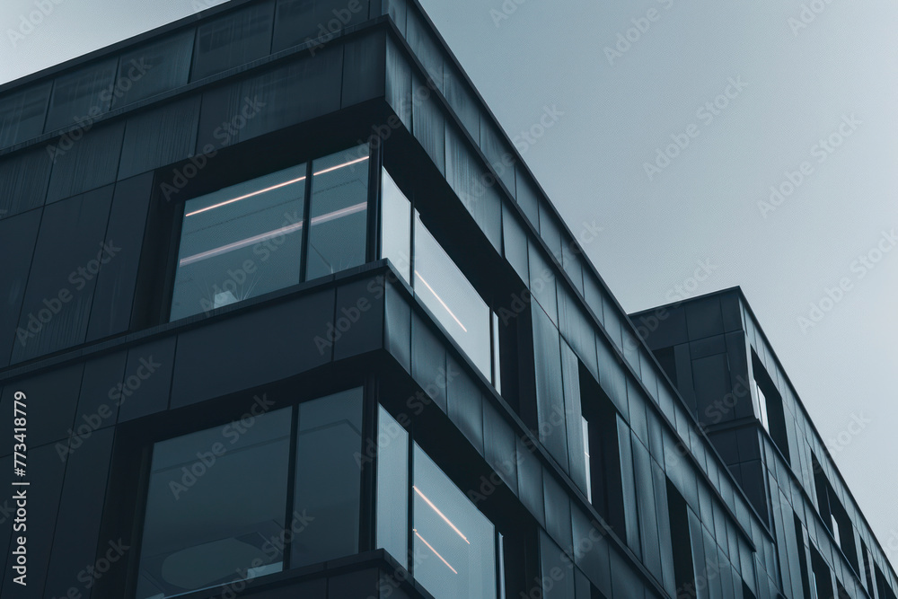 Black steel Facade Modern Building Exterior. Black steel Facade Modern Building Exterior.