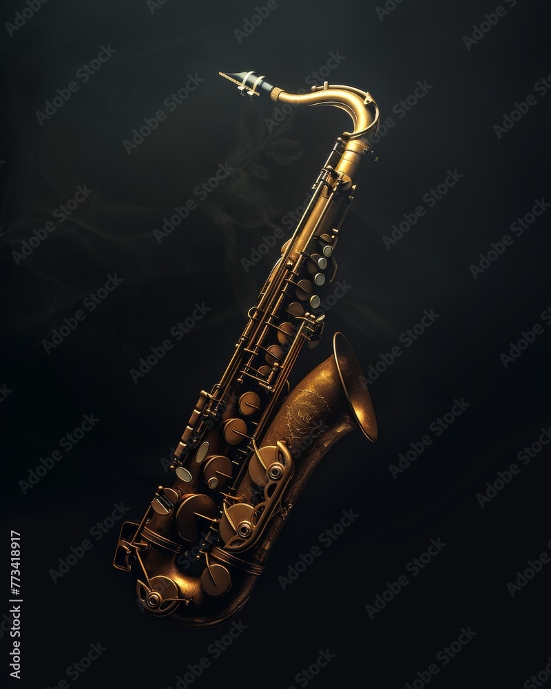 Naklejka premium Saxophone on a black