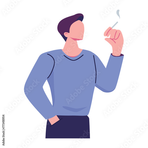 men smoking pose flat style illustration vector design photo