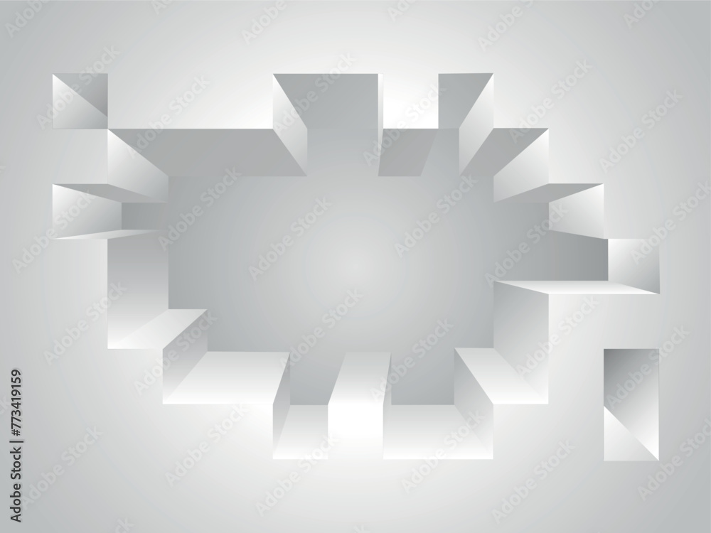 Obraz premium Pixel Depth 3D Abstract white Background. Video Game Pixel Frame Digital Background