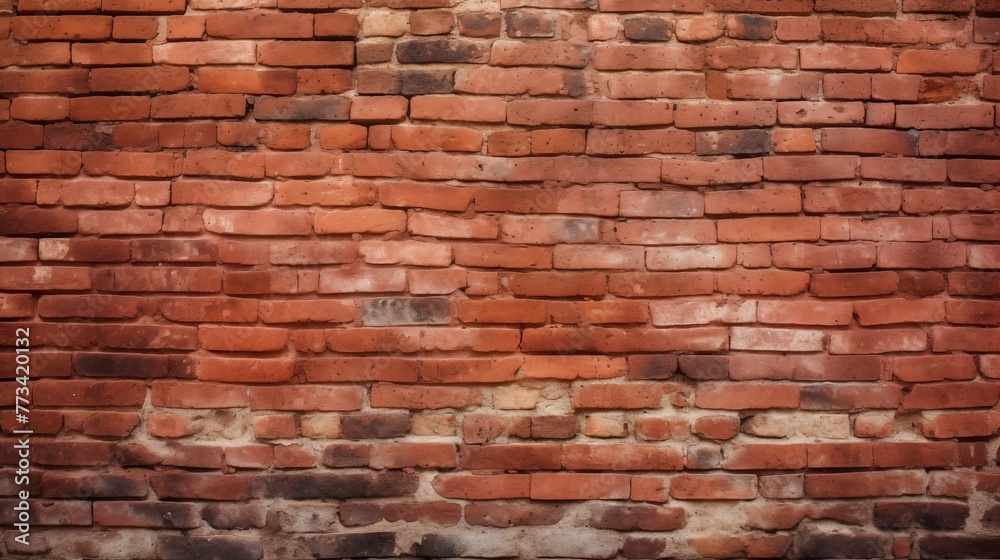 Time worn red brick wall, echoing history and character, embodies rustic charm, adding warmth and personality to any environment it graces. Time worn red brick wall, echoing history and character, embodies rustic charm, adding warmth and personality to any environment it graces.