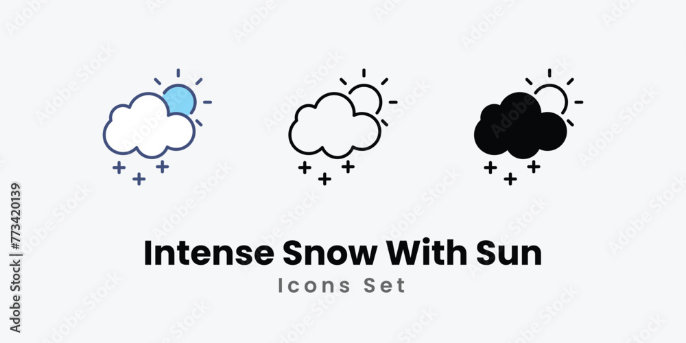 Intense Snow With Sun icon thin line and glyph vector icon stock illustration Intense Snow With Sun icon thin line and glyph vector icon stock illustration