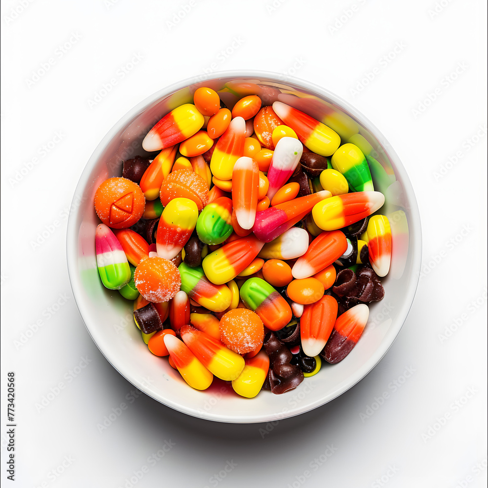 Halloween candy bowl isolated on white background, minimalism, png
