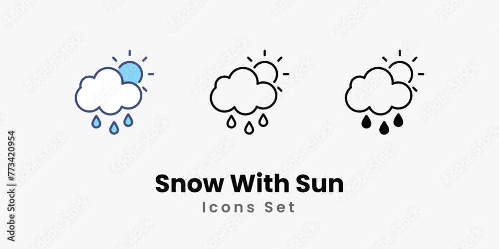 Snow With Sun icon thin line and glyph vector icon stock illustration