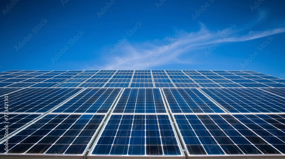 A solar panel with blue sky background A solar panel with blue sky background